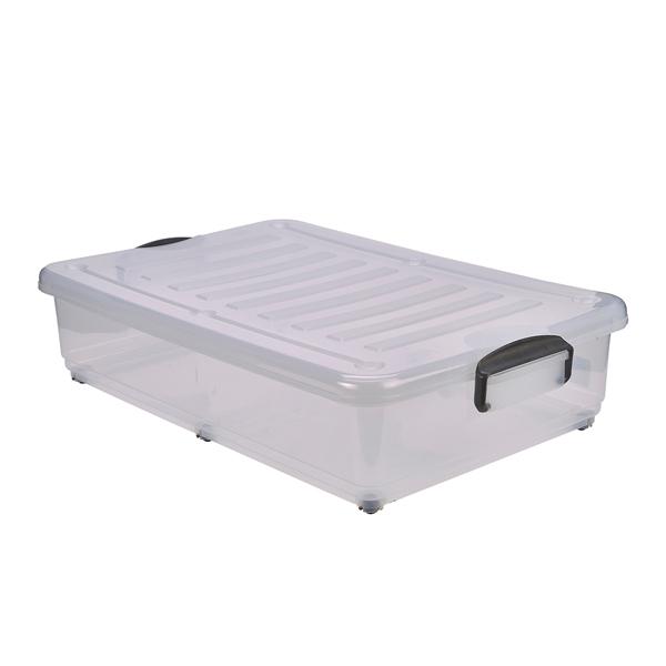 Storage Box 40L W/ Clip Handles On Wheels - 10240 (Pack of 4)