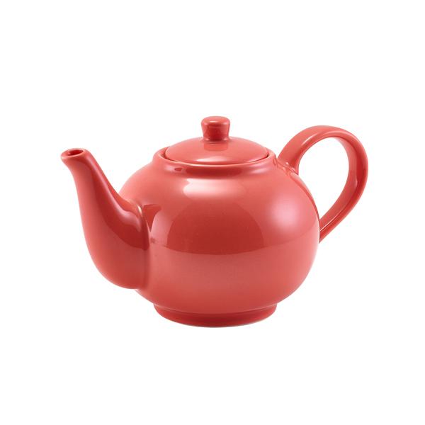 GenWare Porcelain Coral Teapot 45cl/ 15.75oz - 393945CRL (Pack of 6)