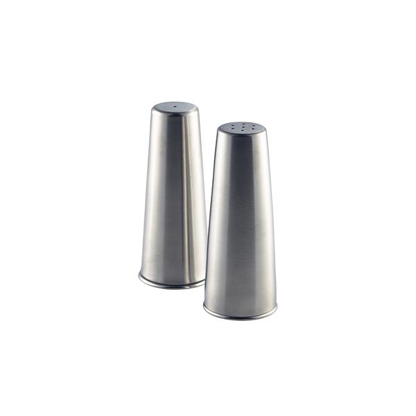 Genware Stainless Steel Conical Salt & Pepper Set - 63612