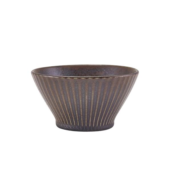Terra Porcelain Black Fluted Conical Bowl 11.5cm - CN-PBKF11 (Pack of 6)