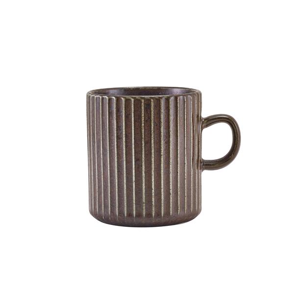 Terra Porcelain Black Fluted Mug 32cl/11.25oz - MUG-PBKF32 (Pack of 6)