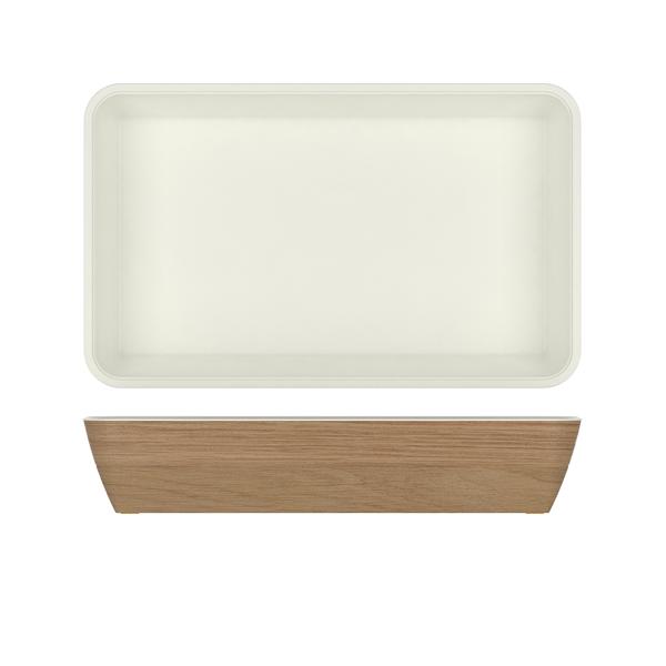 Light Oak/White New Haven Melamine GN 1/1 Deep Dish 53 x 32.5 x 10cm - NH115115