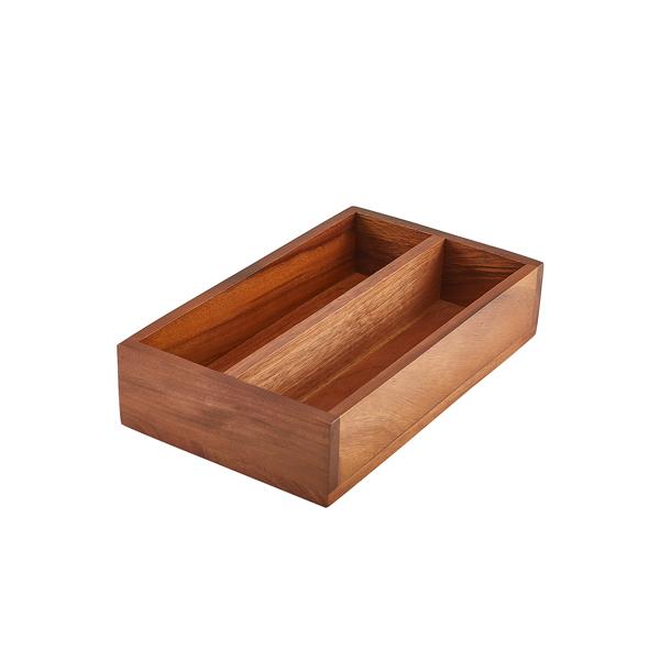 GenWare Acacia Wood 2 Compartment Cutlery Tray - WDCT-2
