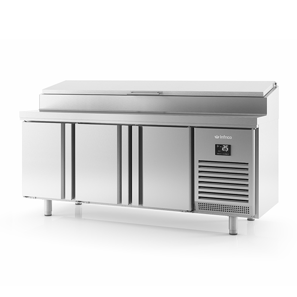 INFRICO 3 DR 600mm Deep Prep Counter w/ Raised Collar 385L - BMPP2000EN