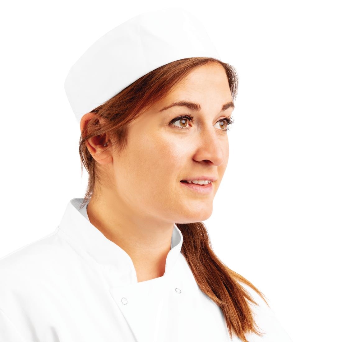 Whites Chefs Unisex Skull Cap Polycotton White - L