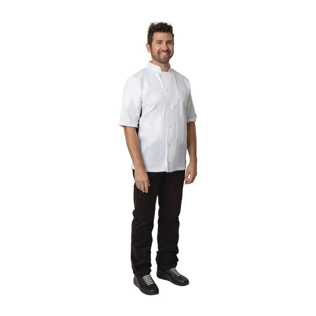 Whites Nevada Unisex Chefs Jacket Short Sleeve Black and White L