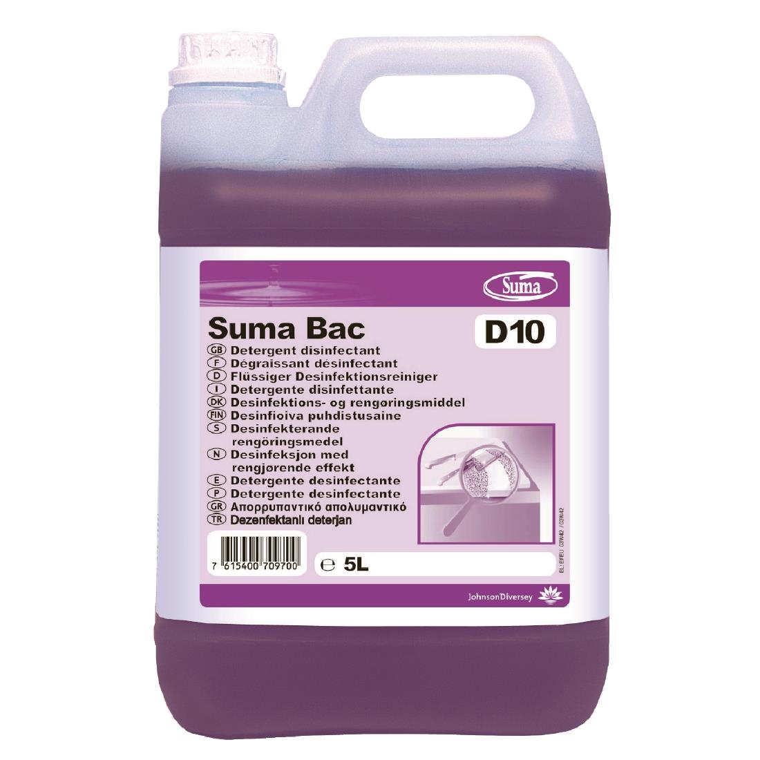 Suma Bac D10 Cleaner and Sanitiser Concentrate 5Ltr (Pack of 2)