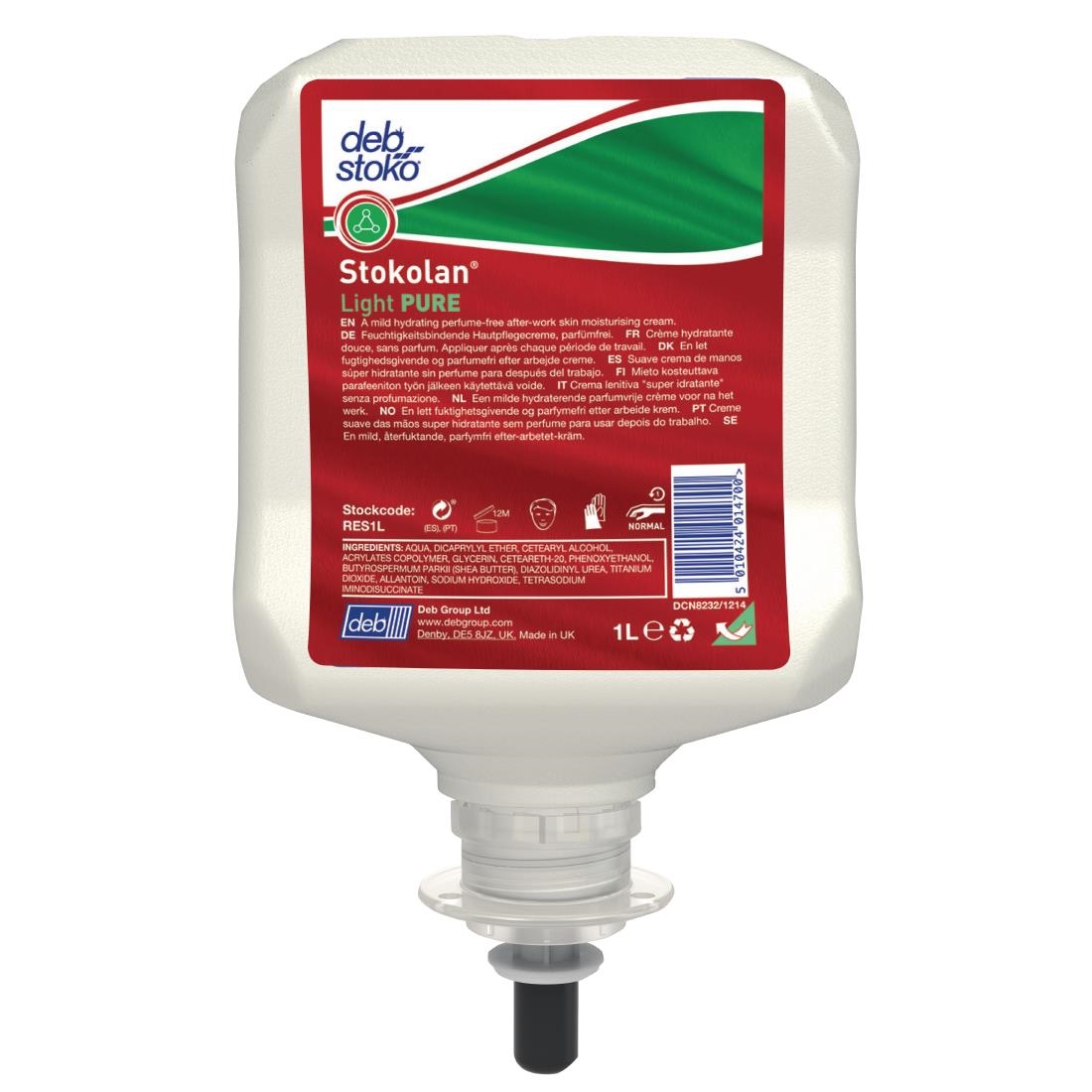Deb Pure Restore Unperfumed Liquid Hand Cream 1Ltr