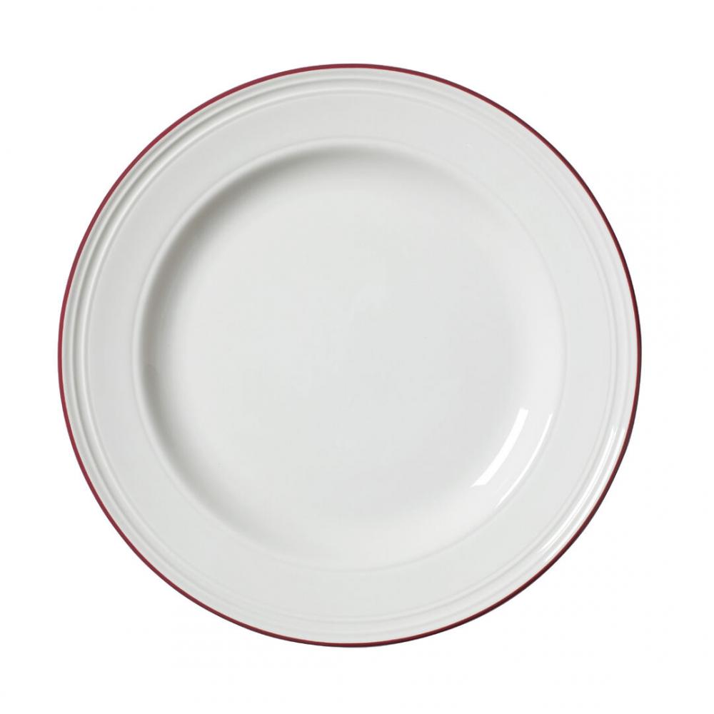 Bead Maroon Band Plate 25.5cm (10) - 1407X0105 (Pack of 12)