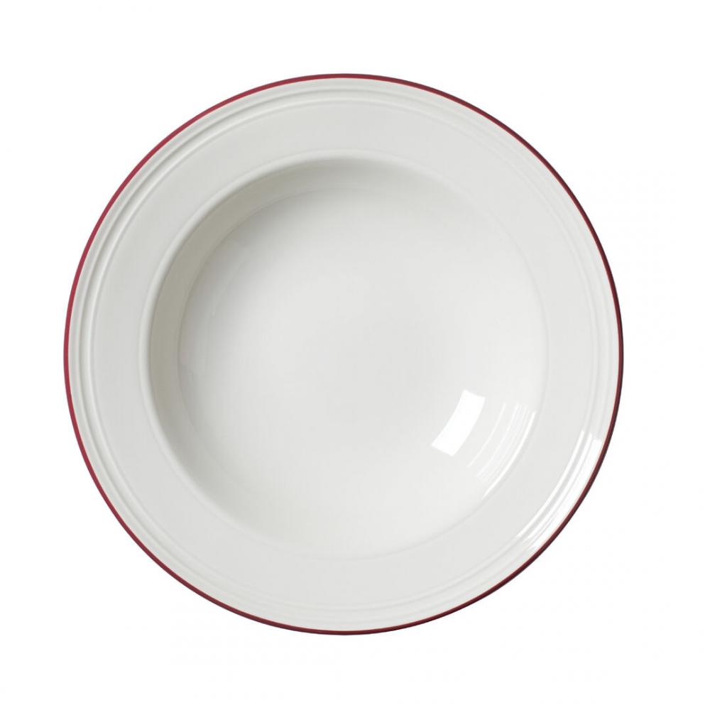 Bead Maroon Band Soup/Pasta Plate 24cm (9 1/2) - 1407X0123 (Pack of 12)