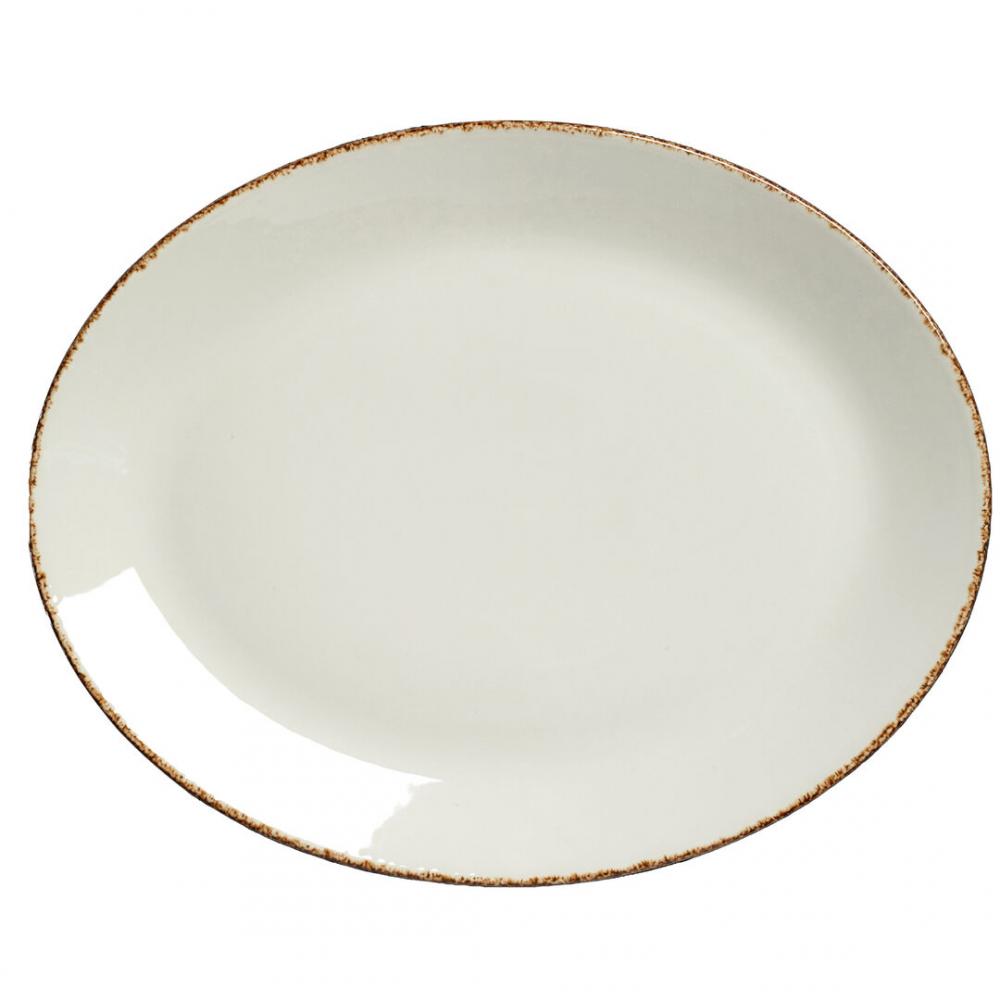 Brown Dapple Oval Coupe Plate 34.25cm (13 1/2) - 17140145 (Pack of 12)