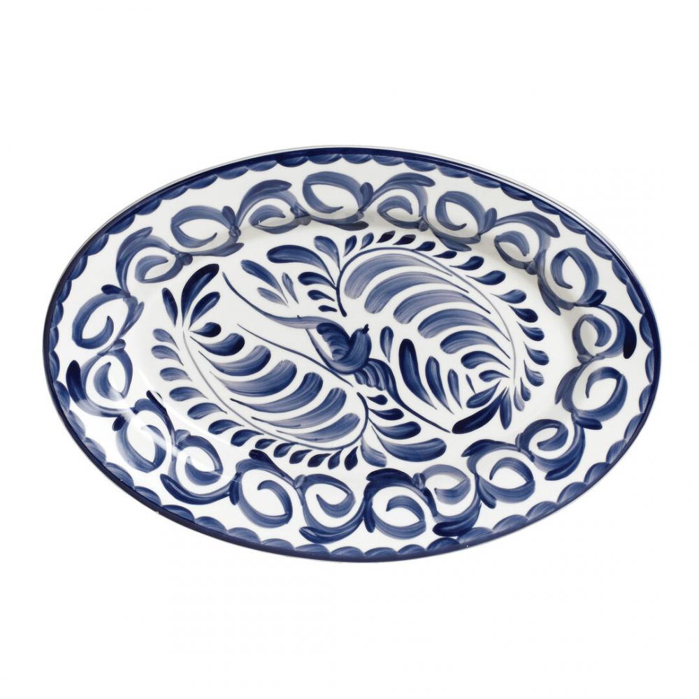 Puebla Blue Oval Platter Rolled Edge 34cm (13 1/2) - A120P145A (Pack of 12)