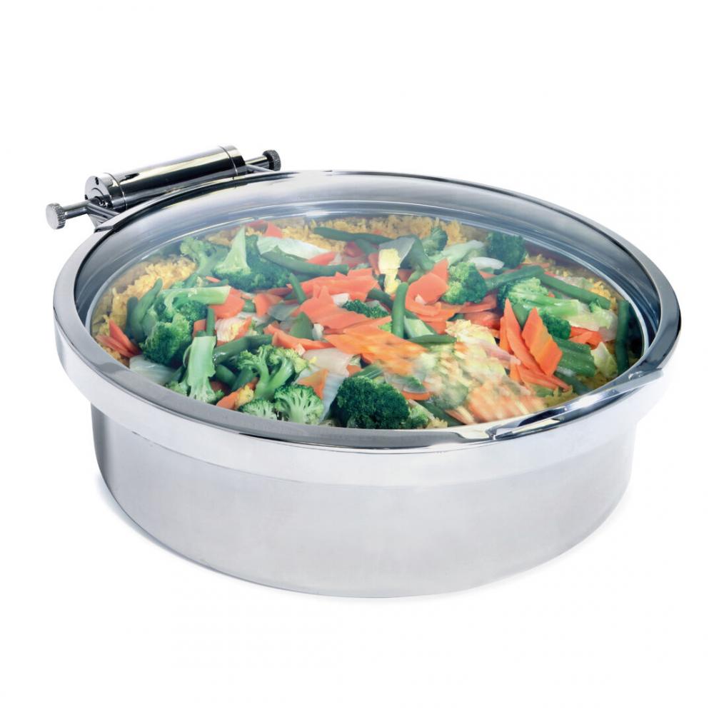 Stainless Steel Round Induction Chafer Glass Lid 50.8 x 40.6 x 15.2cm 7.5ltr (20 x 16 x 6 2gal) - DW06WGH7SS