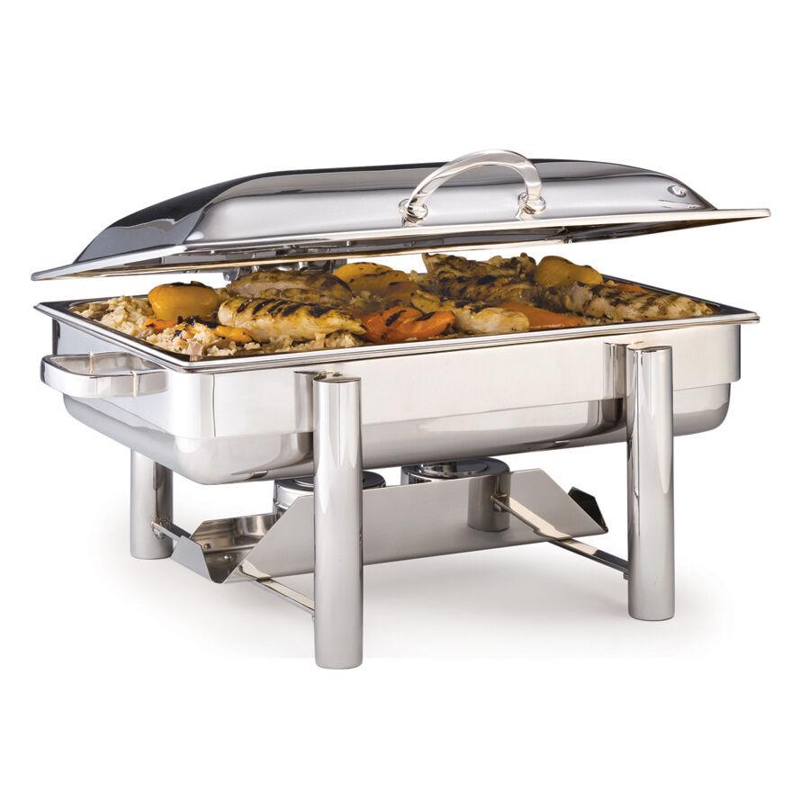 Tempo Stainless Steel Hinged Chafer GN 1/1 61.6 x 37.5 x 30.5cm 7.5ltr (24 1/4 x 14 3/4 x 12 2gal) - DW08QWHSS
