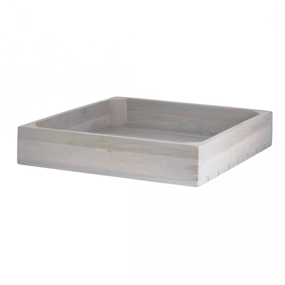 Fusion Grey Wash Wood Flat Basket 35.6cm (14) - DWFBWDBASK2SGW