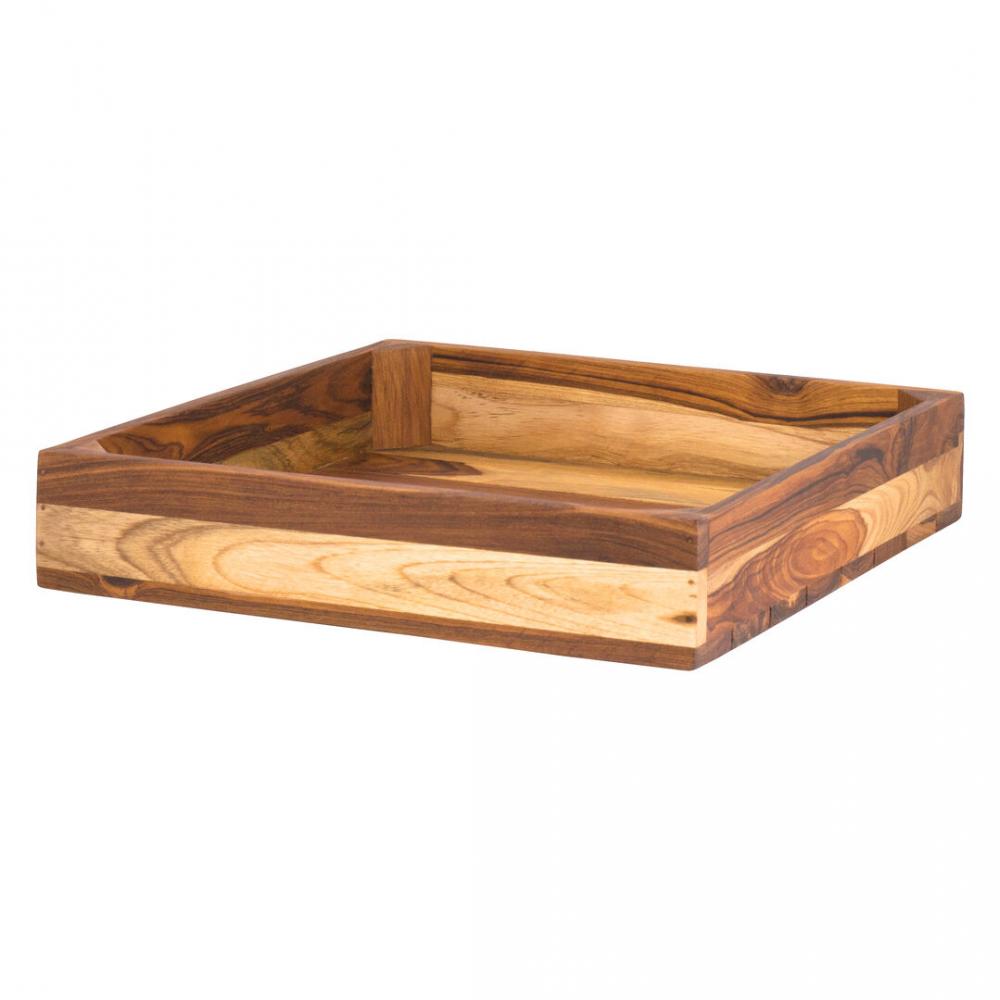 Fusion Teak Wood Flat Basket 35.6cm (14) - DWFBWDBASK2ST