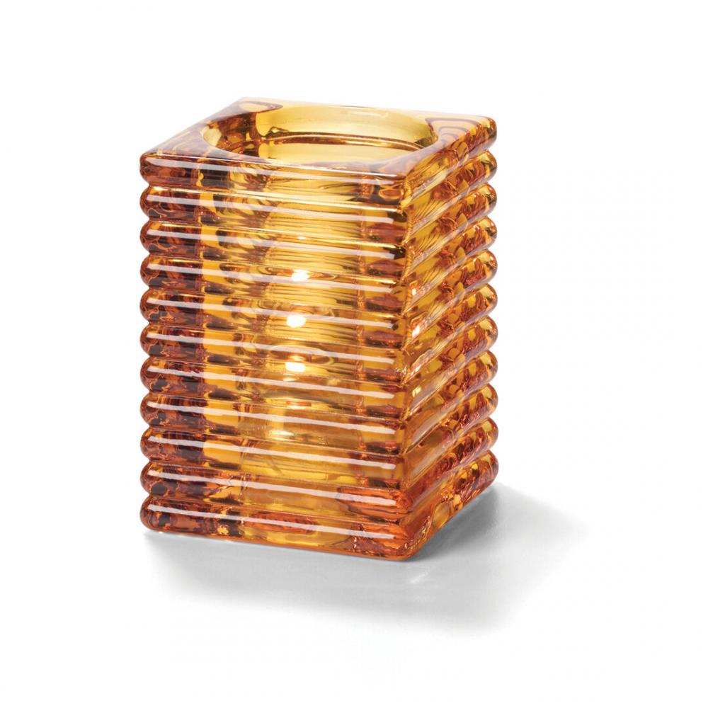 Horizontal Rib Block Amber Glass Lamp 7.3 x 10.5cm (2 4/5 x 4 1/8) - HW1511A (Pack of 6)