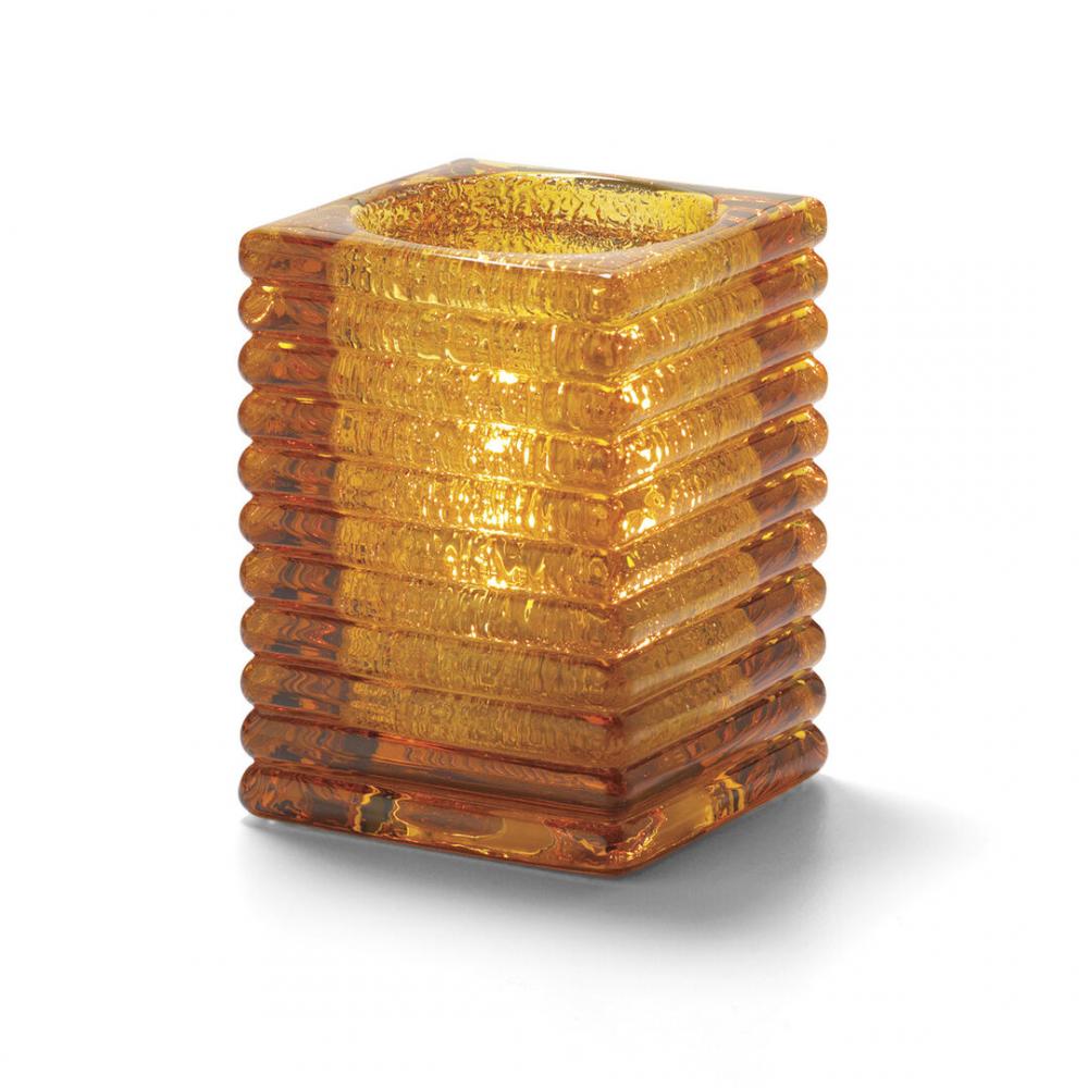 Horizontal Rib Block Amber Jewel Glass Lamp 7.3 x 10.5cm (2 4/5 x 4 1/8) - HW1511AJ (Pack of 6)