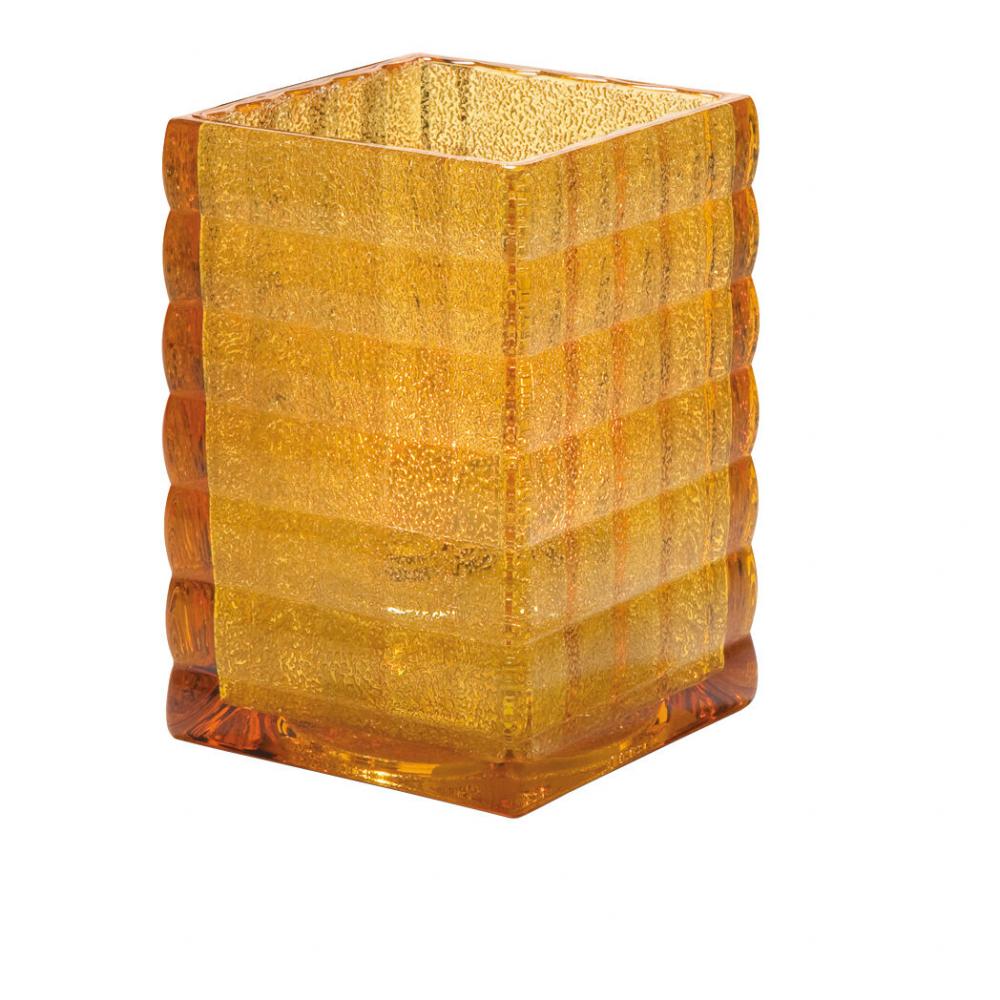 Optic Block Amber Jewel Glass Lamp 6.7 x 9.5cm (2 3/5 x 3 3/4) - HW1533AJ (Pack of 6)