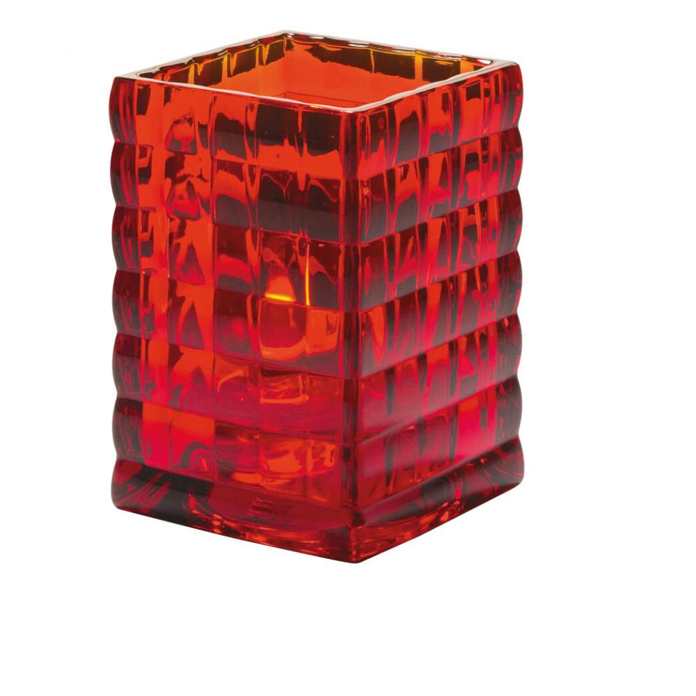 Optic Block Ruby Glass Lamp 6.7 x 9.5cm (2 3/5 x 3 3/4) - HW1533R (Pack of 6)