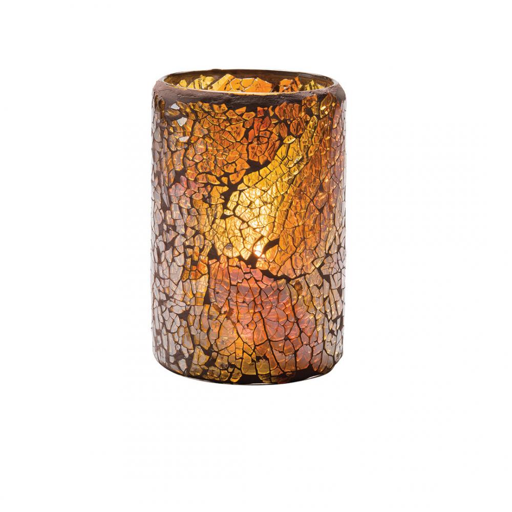 Crackle Gold Glass Cylinder Lamp 8 x 11.4cm (3 1/8 x 4 1/2) - HW43017G (Pack of 24)