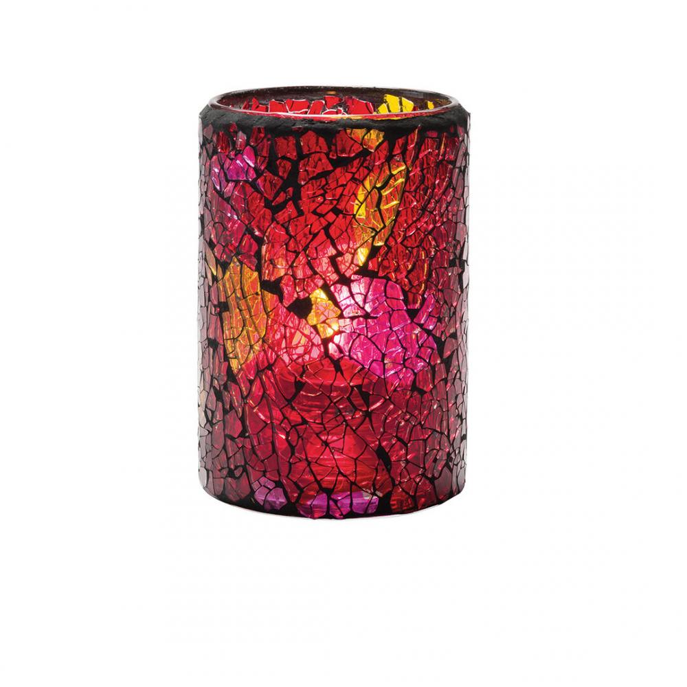 Crackle Red & Gold Glass Cylinder Lamp 8 x 11.4cm (3 1/8 x 4 1/2) - HW43017RG (Pack of 24)