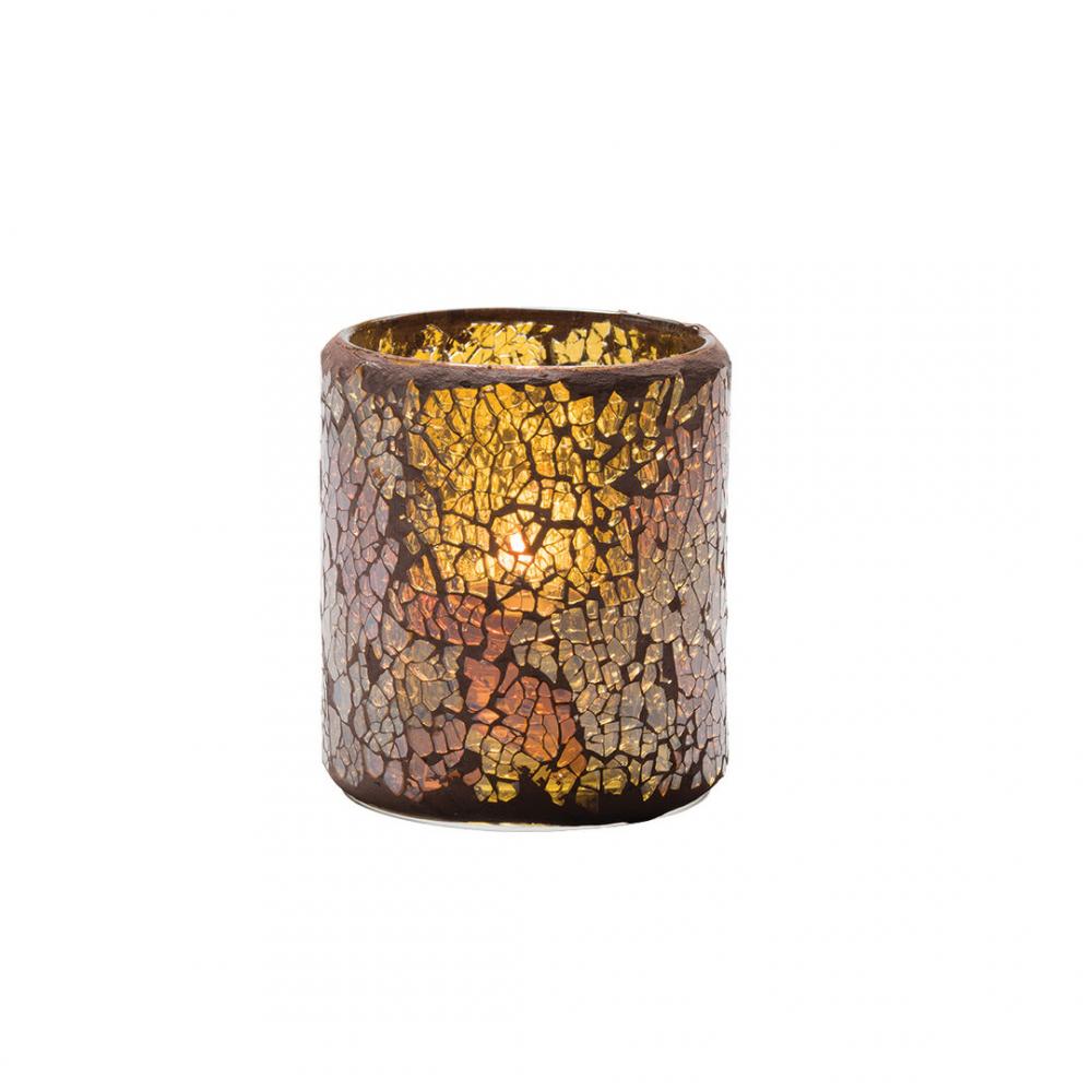 Crackle Gold Glass Votive Lamp 7.6 x 8.3cm (3 x 3 1/4) - HW6301G (Pack of 36)